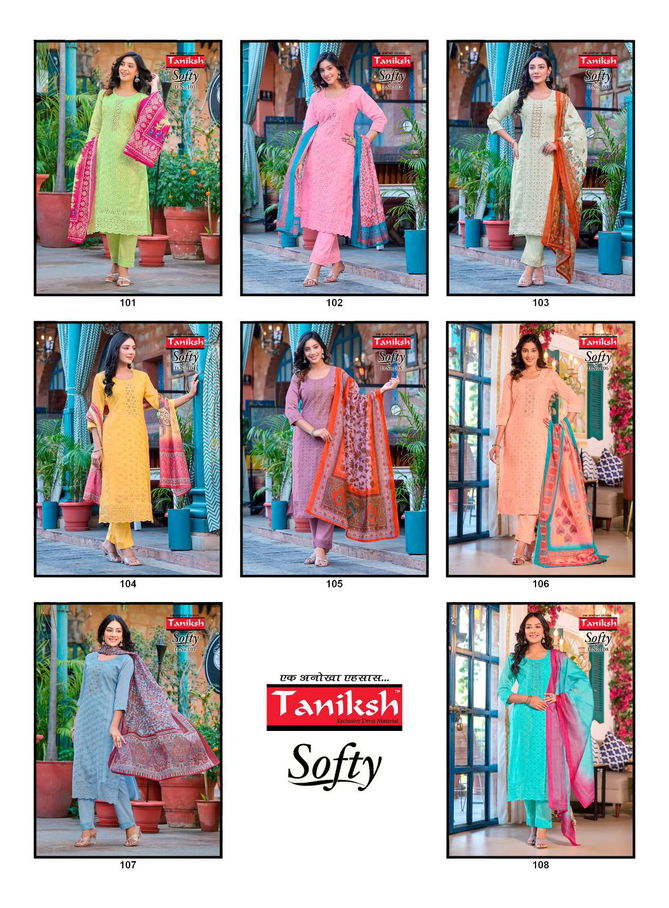 Softy Vol 1 By Taniksh Muslin Designer Kurti With Bottom Dupatta Wholesale Market In Surat
